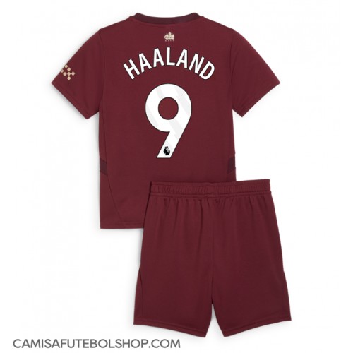 Camisa de time de futebol Manchester City Erling Haaland #9 Replicas 3º Equipamento Infantil 2024-25 Manga Curta (+ Calças curtas)